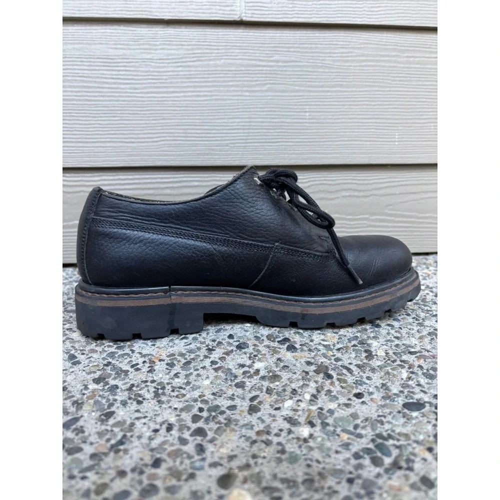 Woolrich Mens Black Pebbled Leather Lug Sole Oxford Shoes Size 9 Rugged Workwear